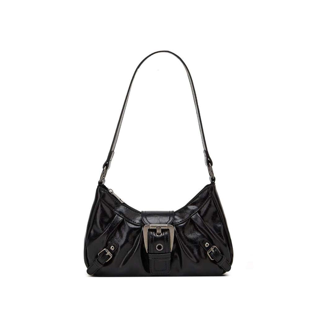 Y2K Retro Style Maillard Pleated Rivet Armpit Bag, Fashionable Ladies Cool Leather Shoulder Bag Z260207 - view 3