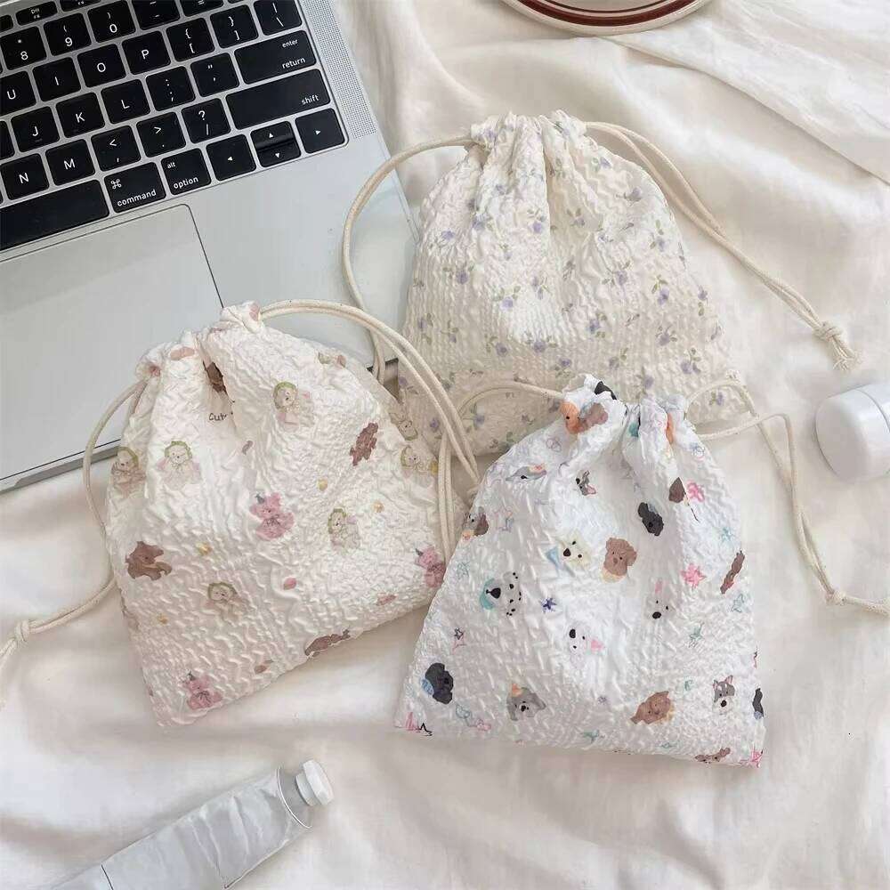 Cute Cartoon Animals Drawstring Makeup Portable Travel Mini Cosmetic Lipsticks Storage Pouch Multifunctional Bundle Bag Y260206