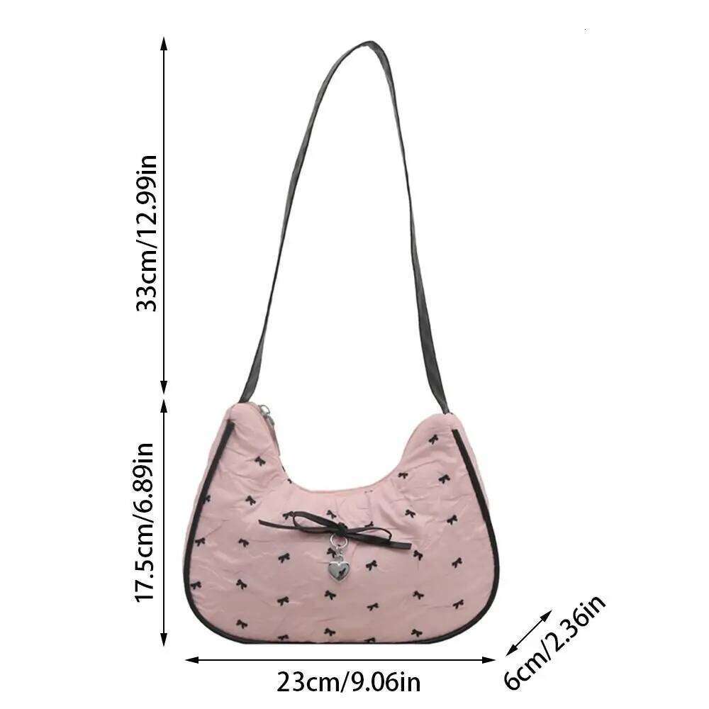 Creative Pink White Shoulder Large Capacity Casual Satchels Bowknot Underarm Bag Teenage Girls Z260207 - view 7