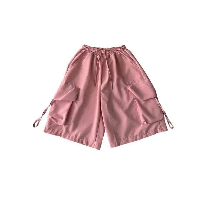 2026 Women High Waist Cargo American Style Streetwear Summer Wide Leg Pants Fashion Female Big Pocket Loose Shorts New XJ260206