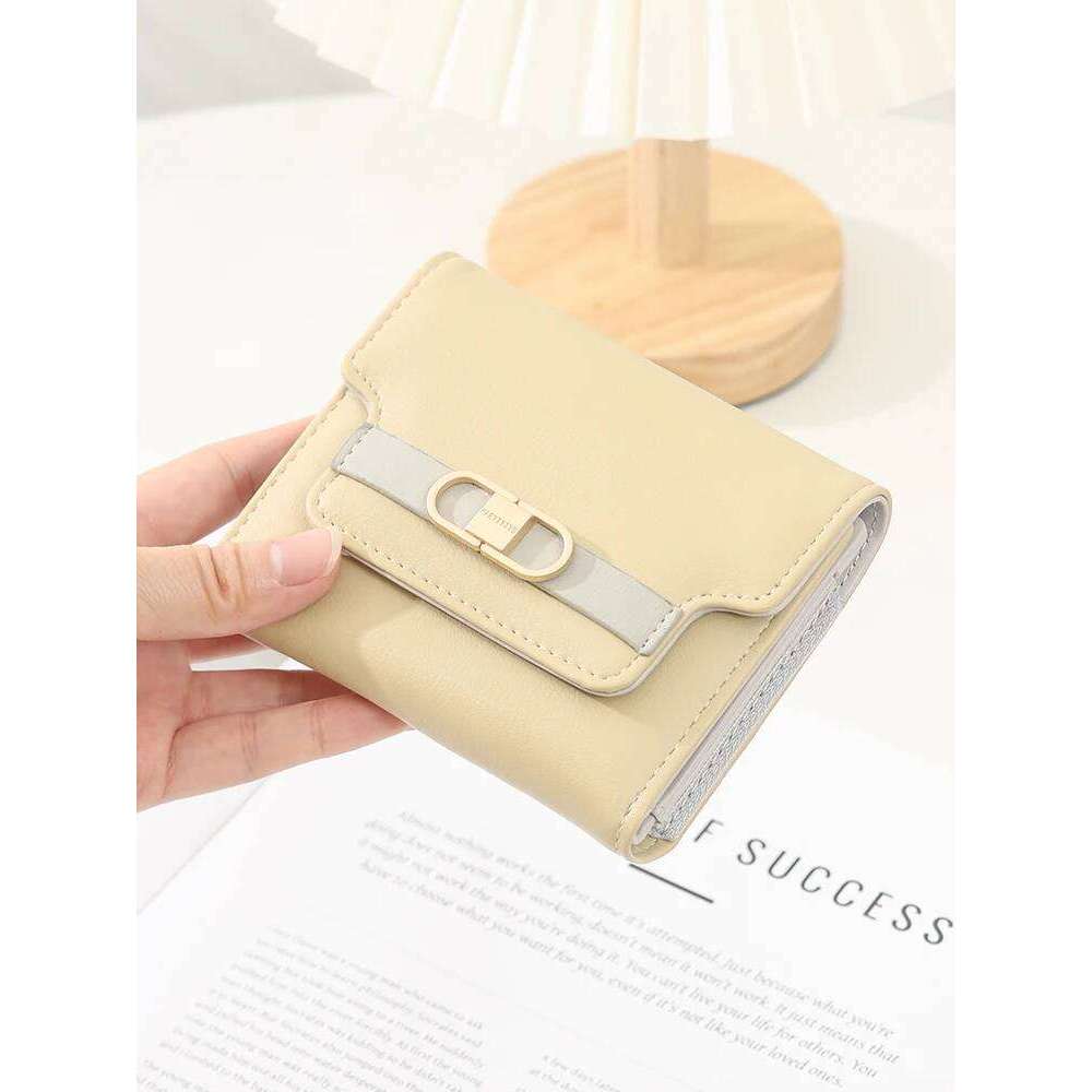 2024 spring new women's short wallet Korean PU leather boutique high-end fashion trend three fold bag multi-card folding student Y260206