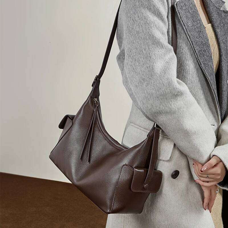 Hifashion Retro Genuine Leather Hobo Shoulder Bags For Women 2025 Luxury Designer Crossbody Shopper Office Tote Ladies Handbags Y260205