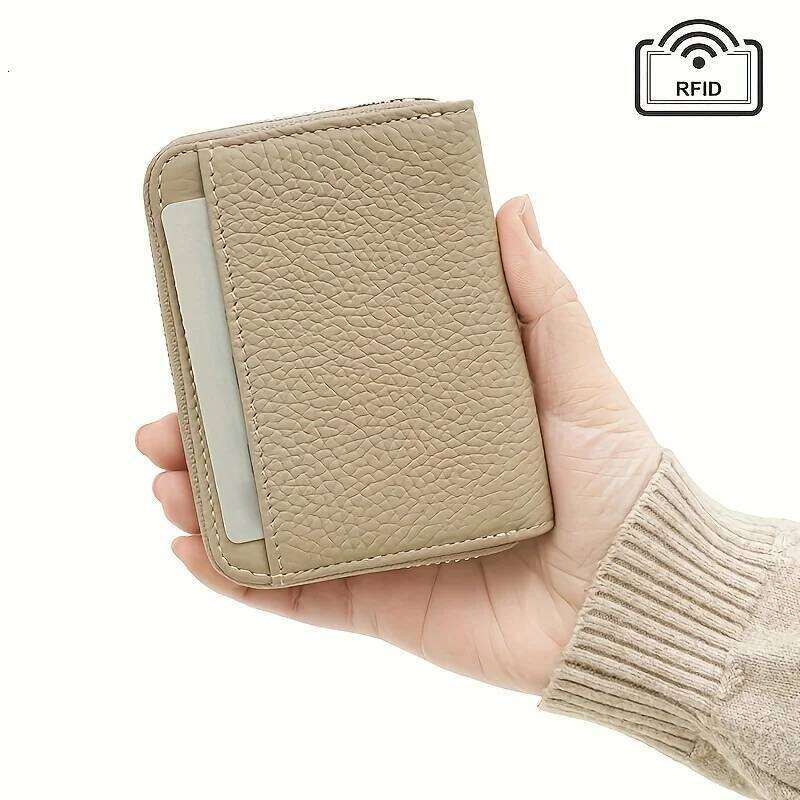 Genuine Leather Women's Mini Compact Short Coin Purse with Lychee Grain Multipurpose Small Wallet for Daily Use Travel Y260206