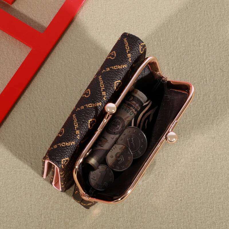 New Women's Wrist Strap Short Old Flower Zero Wallet Large Capacity Coin Letter Multi Card Bag Money Clip Y260206