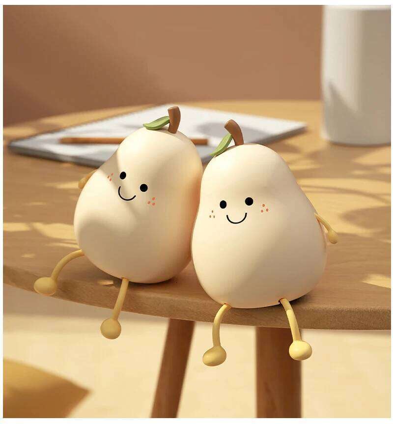 Creative LED Light Children's Bedroom Bedside Sleeping Lamp USB Rechargeable Pear Silicone Night Lights S260204