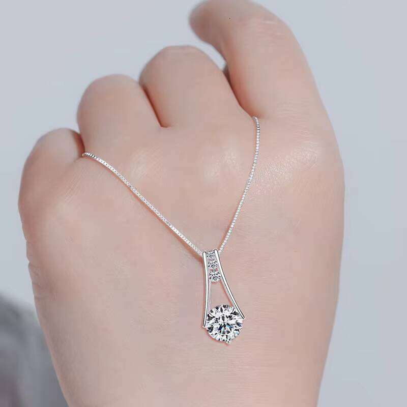 925 Sterling Silver Original Certified 8Mm 2.0Ct D Color Vvs1 Moissanite Trapeze Pendant Station Necklaces