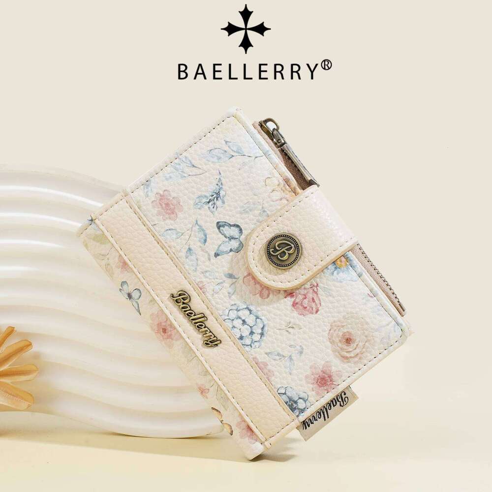 Baellerry New Floral Print Women Short Wallets High Quality Cute Photo Holder Brand Female Coin Purses Card Clips Y260206