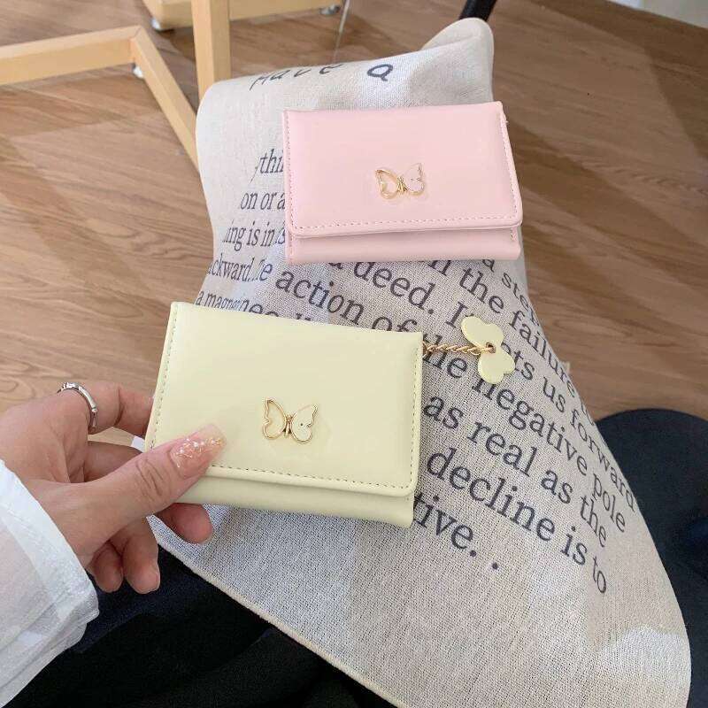 Short Butterfly Solid color Wallet Simple Women's Holder luxurious Multiple Card Slots Mini wallet Y260206