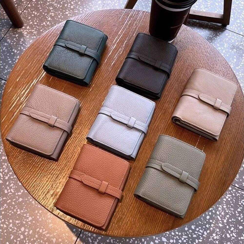 PU Women's Solid Color Folding Leather Purse Pull-out Design Large Capacity Billfold Wallet for Women Y260206