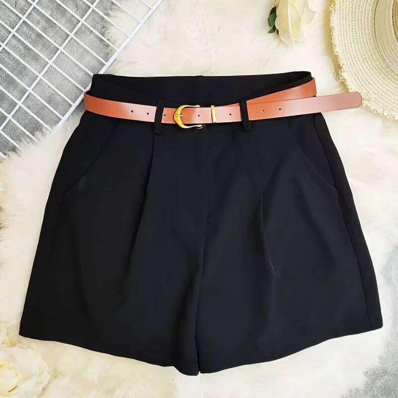 Spring Summer Solid A Line Pants Female Vintage Casual Street Shorts Korean Office Lady Trousers High Waist Short Pant for Women XJ260206