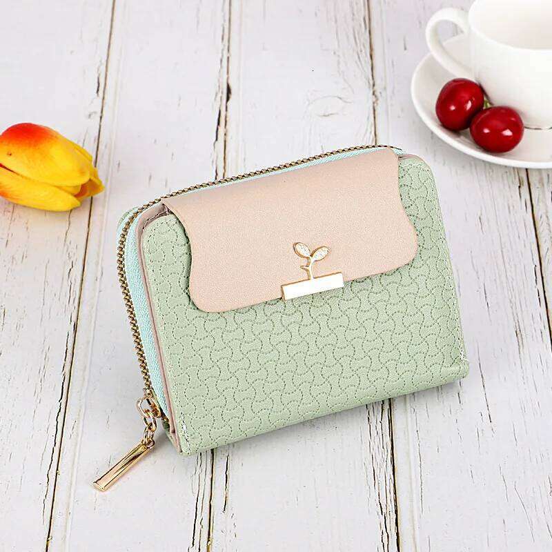 Ladies Wallets Leaf Hasp Clutch Brand Designed Student PU Leather Mini Coin Purse Female Card Holder Money Bag New Women Wallet Y260206
