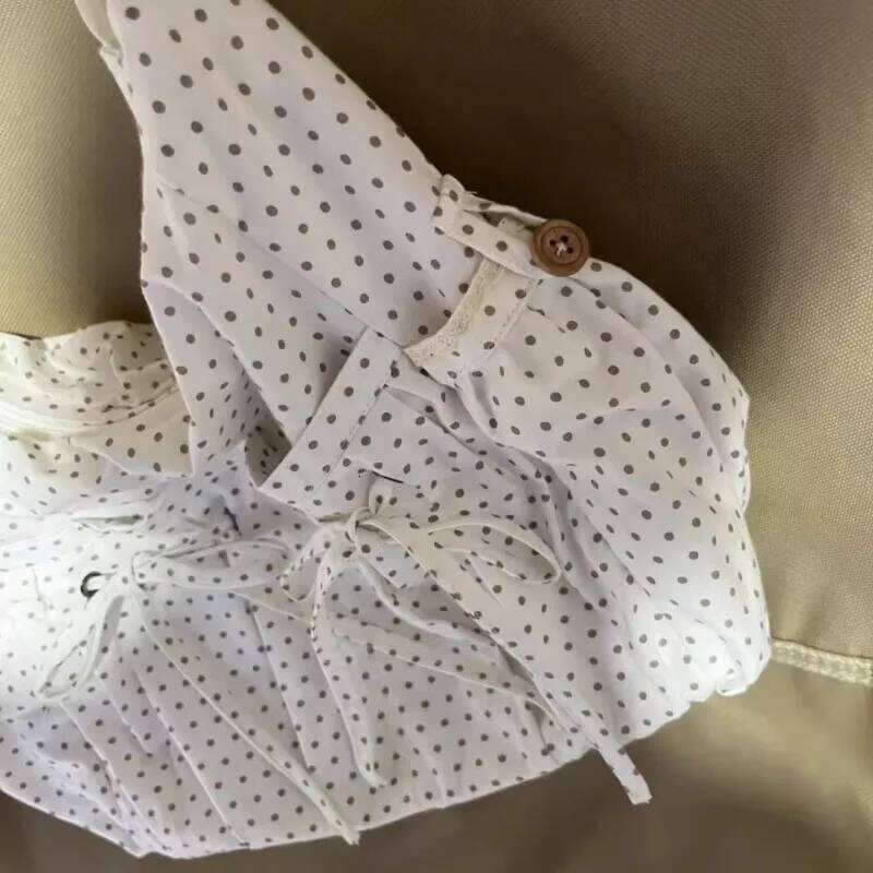 2025 New Vintage Dots Bow Office Lady Underarm Bag Korean Fashion Women Shoulder Bags Y2k Aesthetic Casual Purses and Handbags Z260207 - view 5