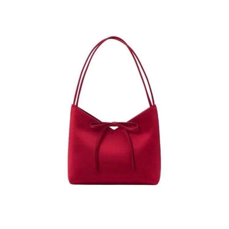Butterfly Knot Niche Design Red Bag Korean Ins Silk Satin Underarm Bags Handbag Small Handbags 3009 Y260205