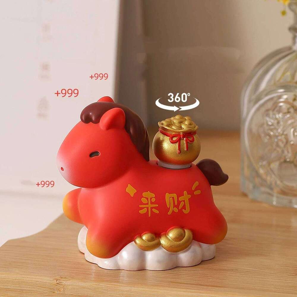 1PC Creative Transfer Zodiac Horse Back Lucky Bag Ingot Can Be Rotated Home Office Desktop Decoration S260204 7ce