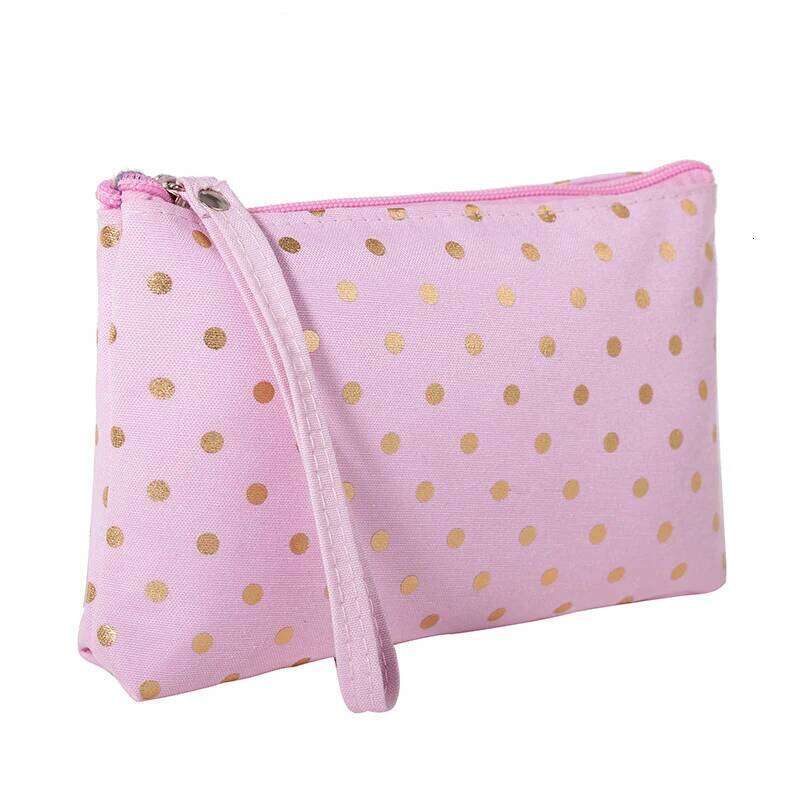 Casual Hand Carry Cosmetic Bag Waterproof Canvas Wavelet Dot Wash Storage Pouch Y260206