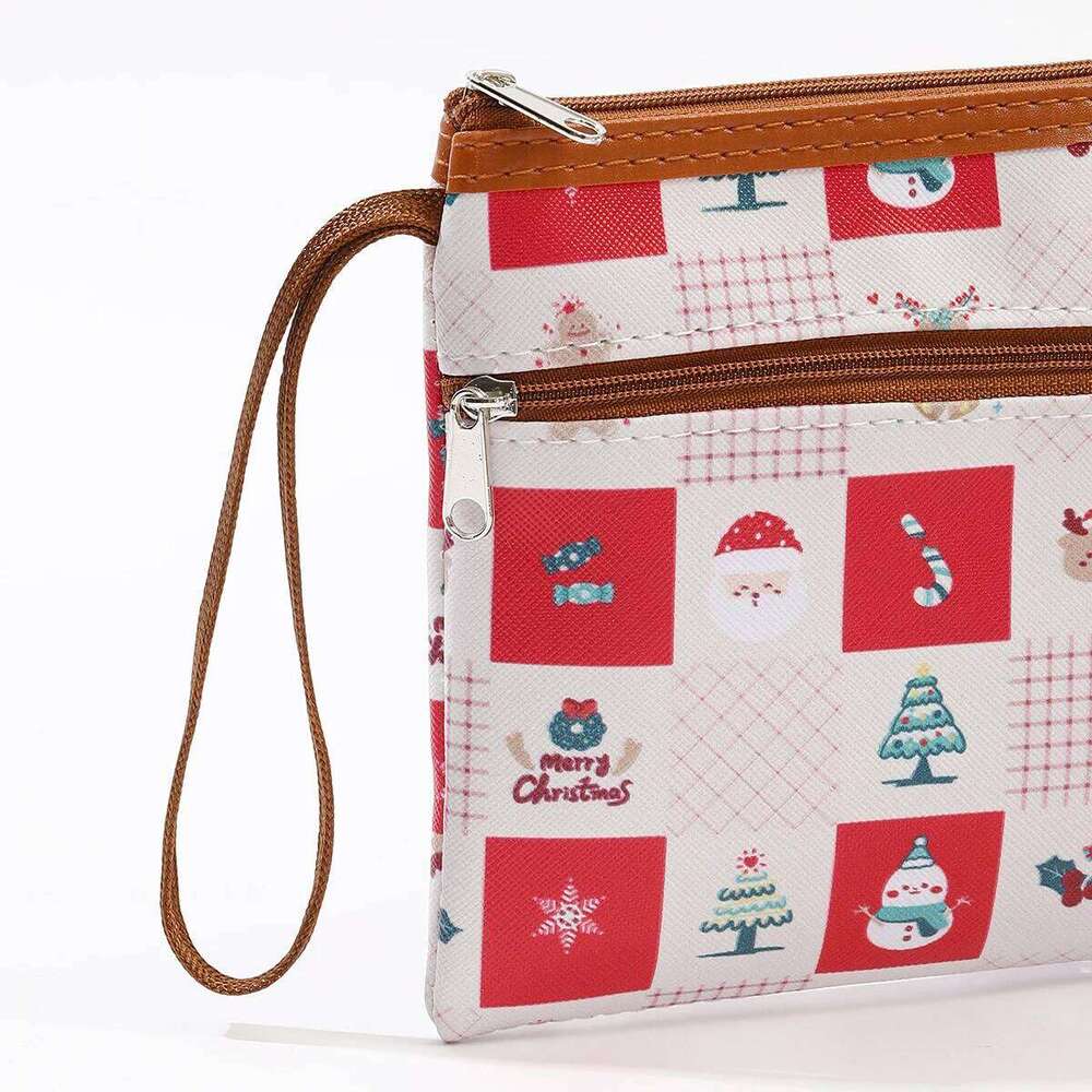 Large Korean style zipper PU makeup bag Fashionable printed women's handbag Portable key waterproof coin purse Y260206