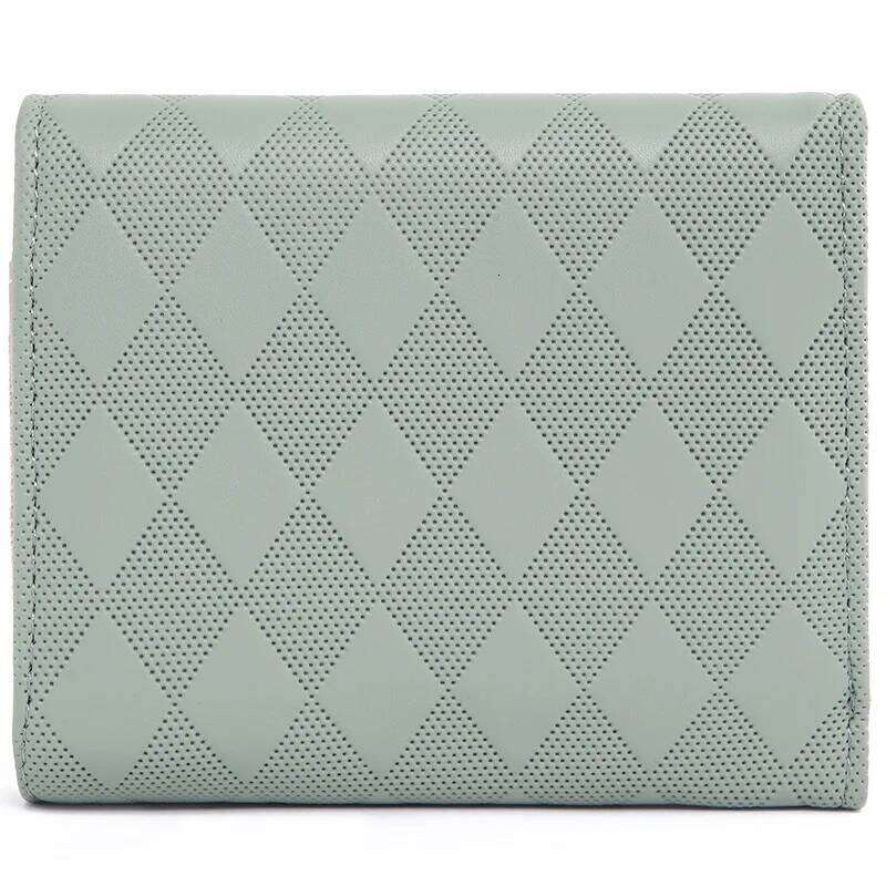 New women's short wallet high quality PU simple fashion hardware buckle three-fold bag multiple card slots student zipper coin p Y260206