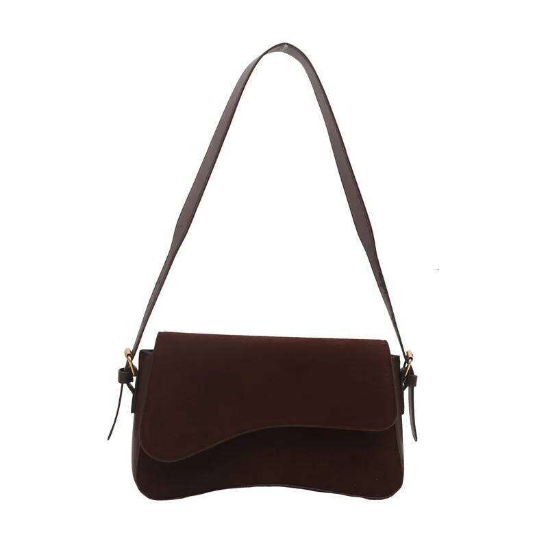 Faux Suede Women's Underarm Bags Simple Design Ladies Shoulder Bag Matte Leather Solid Color Female Purse Handbags Y260205