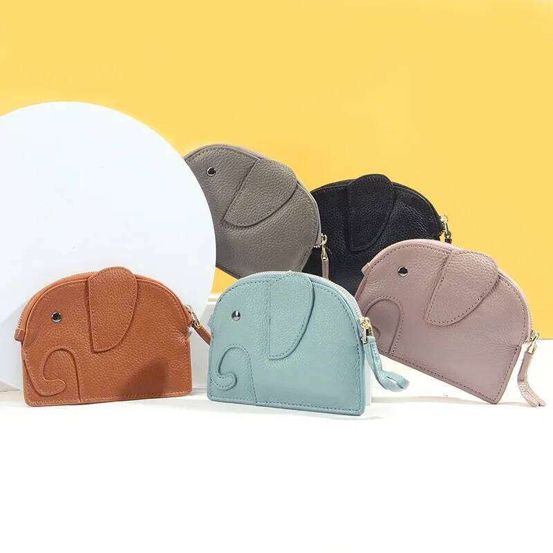 New Cute Elephant Cow Leather Women's Coin Purse Creative Card key lipstick storage bag Holder Wallet For Women Y260206