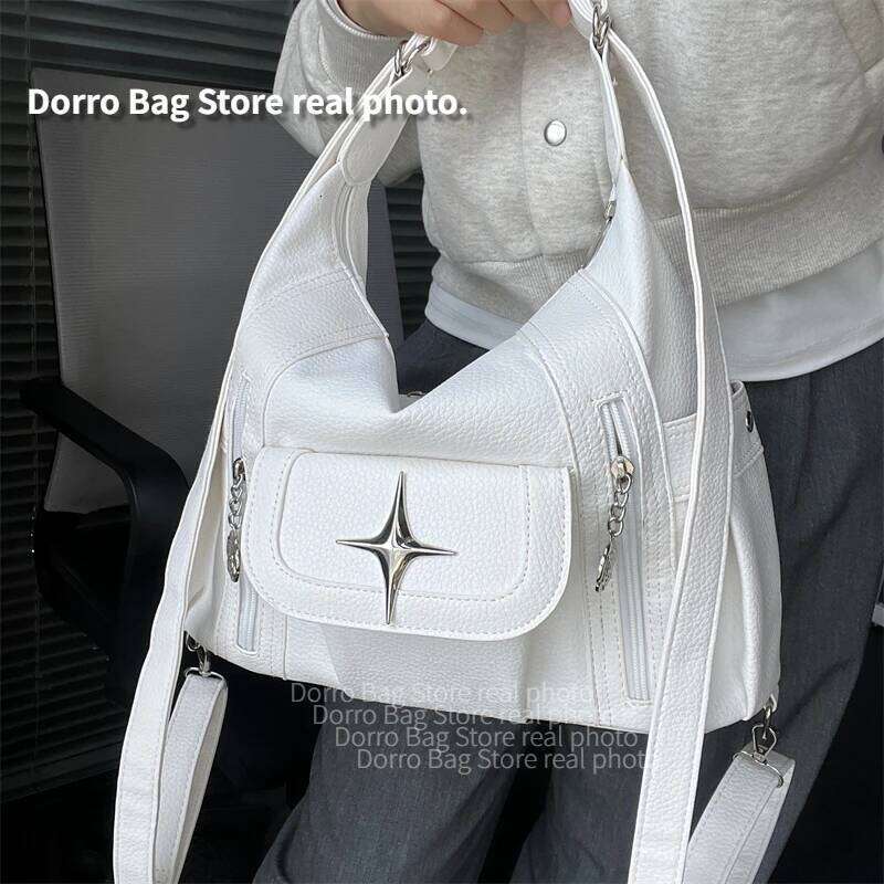 Simple Solid Color Pu Leather Women Shoulder Bag Soft Large Capacity Female Travel Backpack Sweet Cool Stars Ladies Tote Handbag Y260204