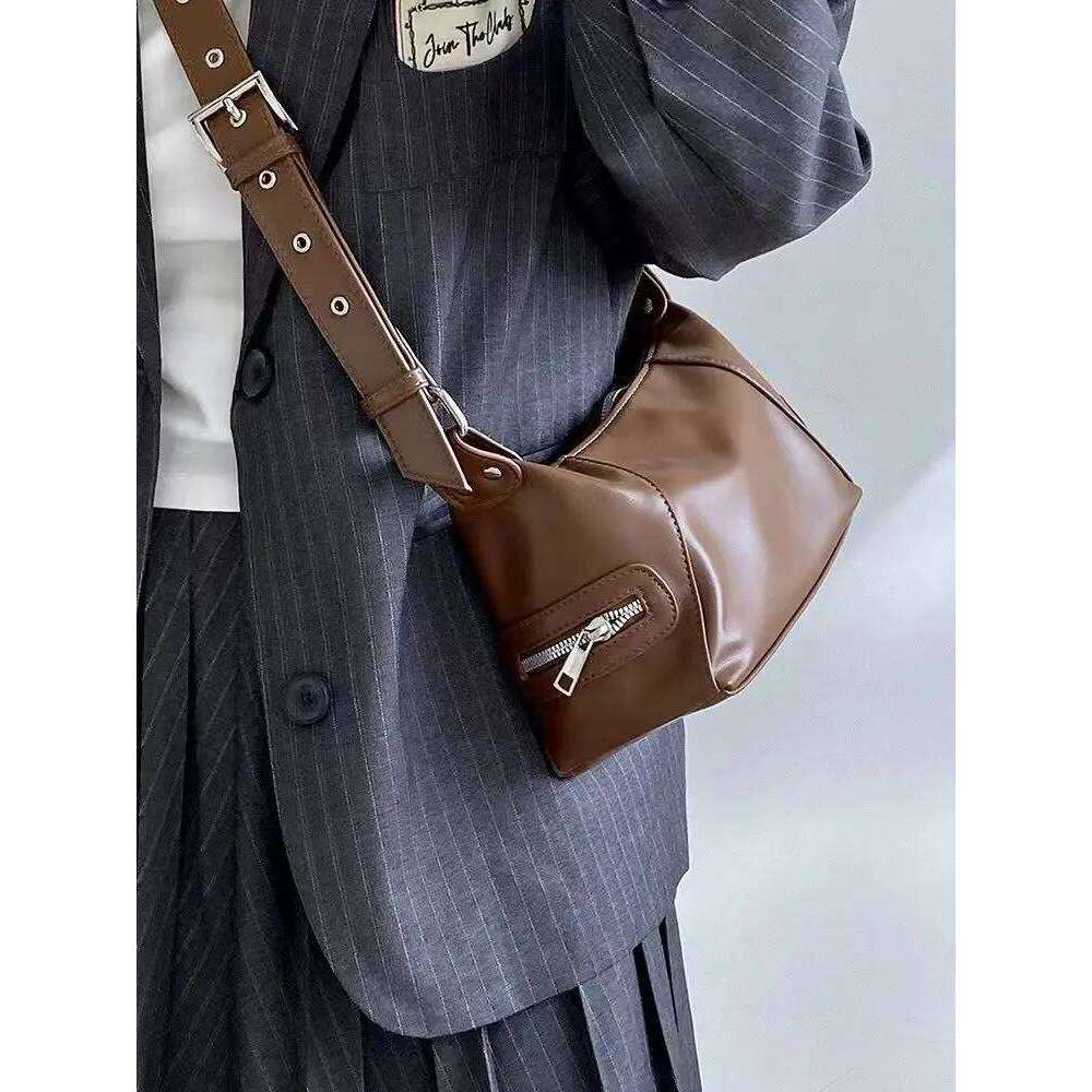 Vintage Thread Y2k Women's Shoulder Bags Cool Hot Girls Crossbody Underarm Bag PU Leather Female Handbags Fashion Purse Y260205