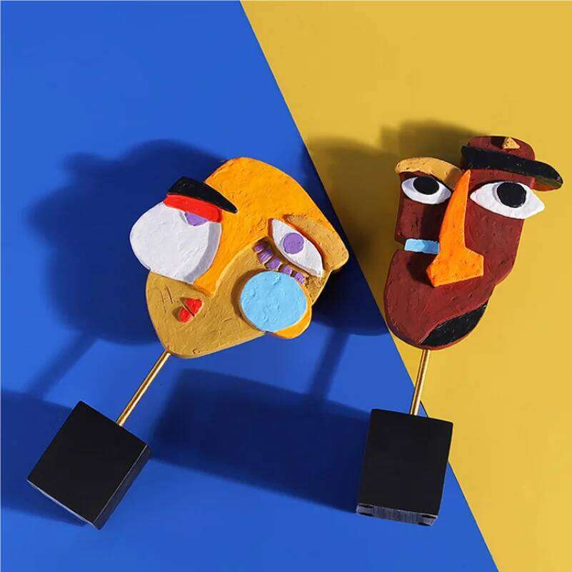 Nordic creative abstract painted face masks, home table art exhibition hall decorations, resin handicrafts and ornaments S260204