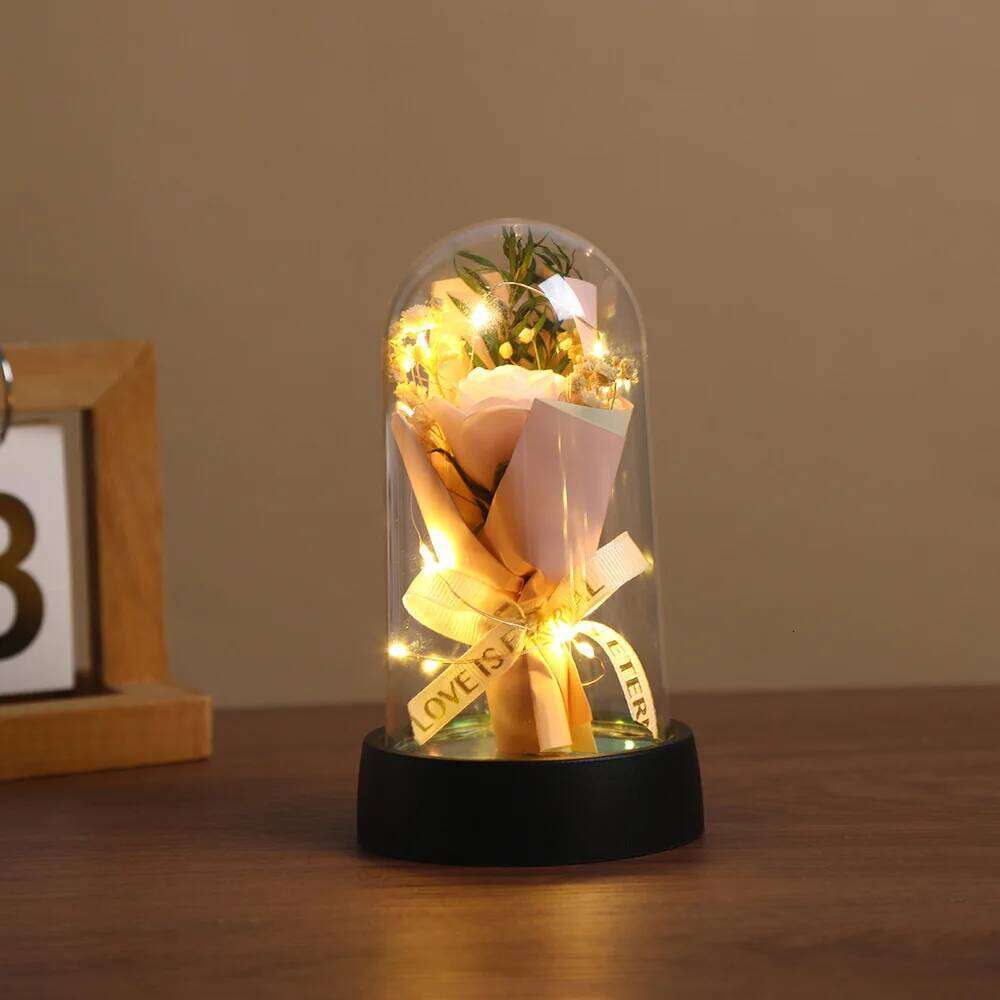 Preserved Gift Long-Lasting Eternal Rose Decor Sunflower Led Light Warm Artificial Flower Ornament For Office Desktop S260204