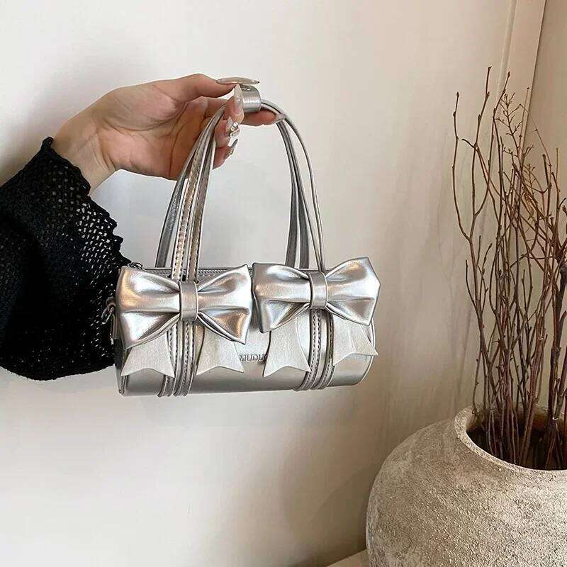Cute Bow Tie Design Underarm Bags for Women Y2K Korean Fashion Handbags and Purses Pu Leather Shoulder Bag Z260207 - view 4