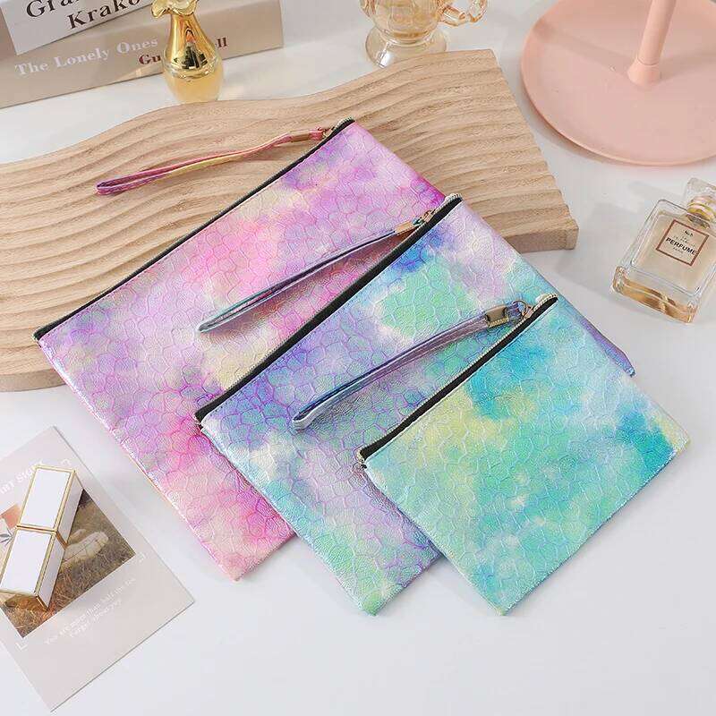 Colorful laser waterproof PU gradient cosmetic New minimalist wash Fashionable portable multifunctional makeup bag Y260206