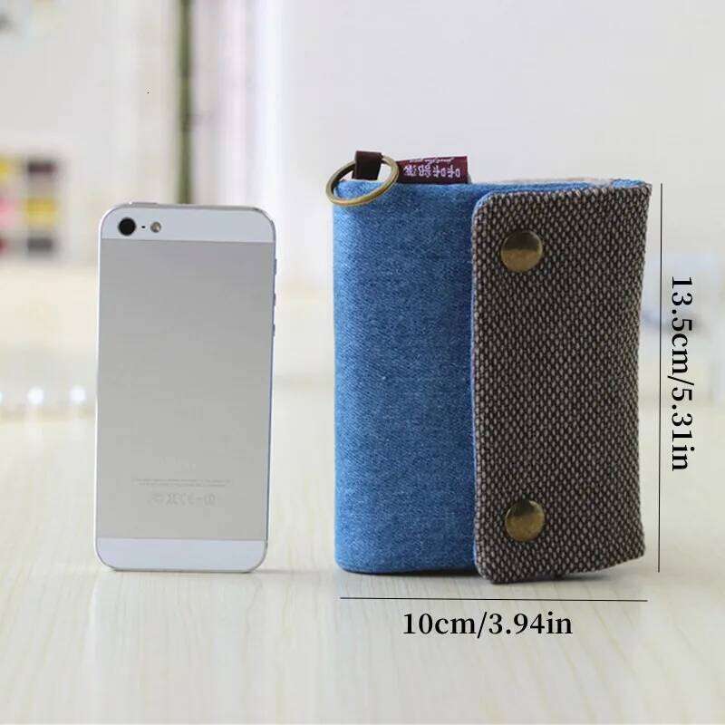 Women's Handmade Fold Fabric Wallet Simple Color Contrast Short Zipper Purses Cartoon Coin Purse Card Holder Key Organizer Y260206