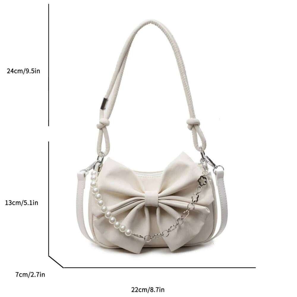 Fashion Versatile Women's Bow Love Trend Single Shoulder Crossbody Bag Simple Casual PU Leather Commuting Storage Bags Y260205