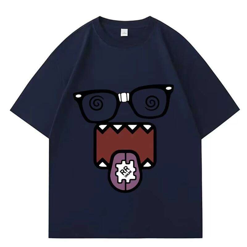 Men's and Women's Classic Cotton Casual Short Sleeved Oversized Top Street Wear Domo Kun Funny Meme T-shirt Harajuku X260207