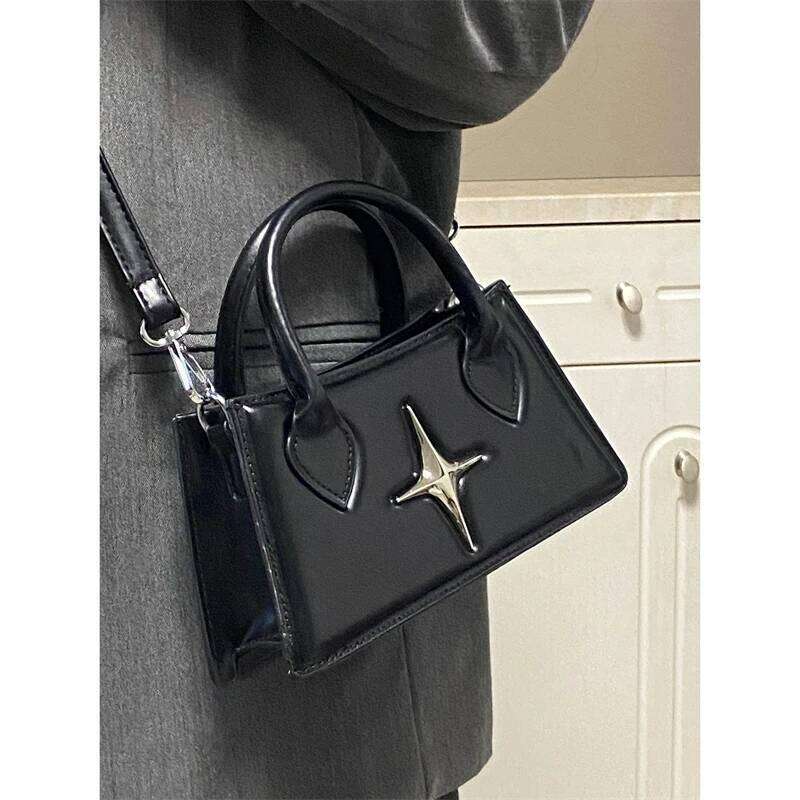Fashion Design Star Ladies Shoulder Bag Retro Black Sweet Cool Women's Messenger Bags Simple PU Leather Female Clutch Handbags Y260205