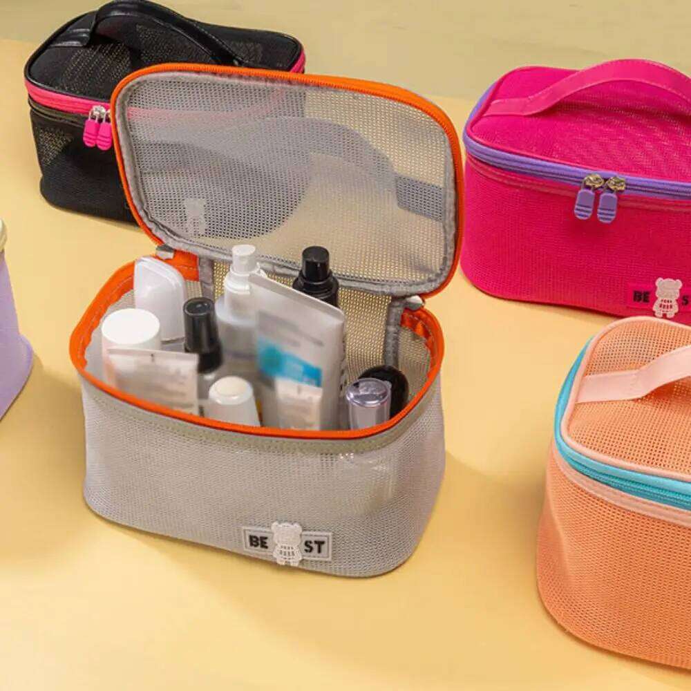 Toiletry Pouch Travel Makeup Storage Holder Portable Bathing Mesh Shower Bag Y260206