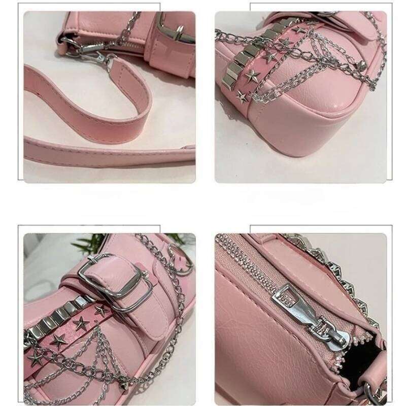 Y2K Cool Hot Girls Chain Shoulder Bag Casual Retro Women Underarm Handbags Commuter Candy Color Female Portable Shopping Bags Y260205