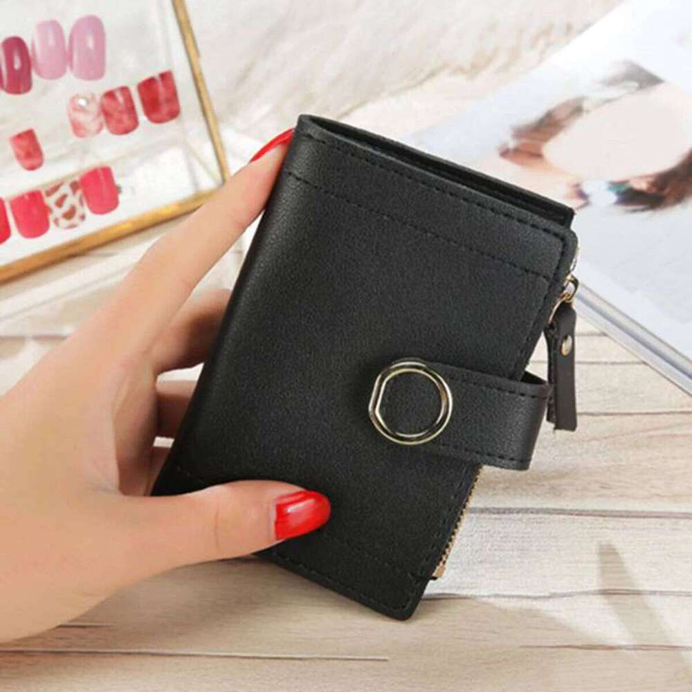 Women'S Short PU Leather Wallet Folding Card Holder Coin Purse Shopping, Traveling, Vacationing Y260206