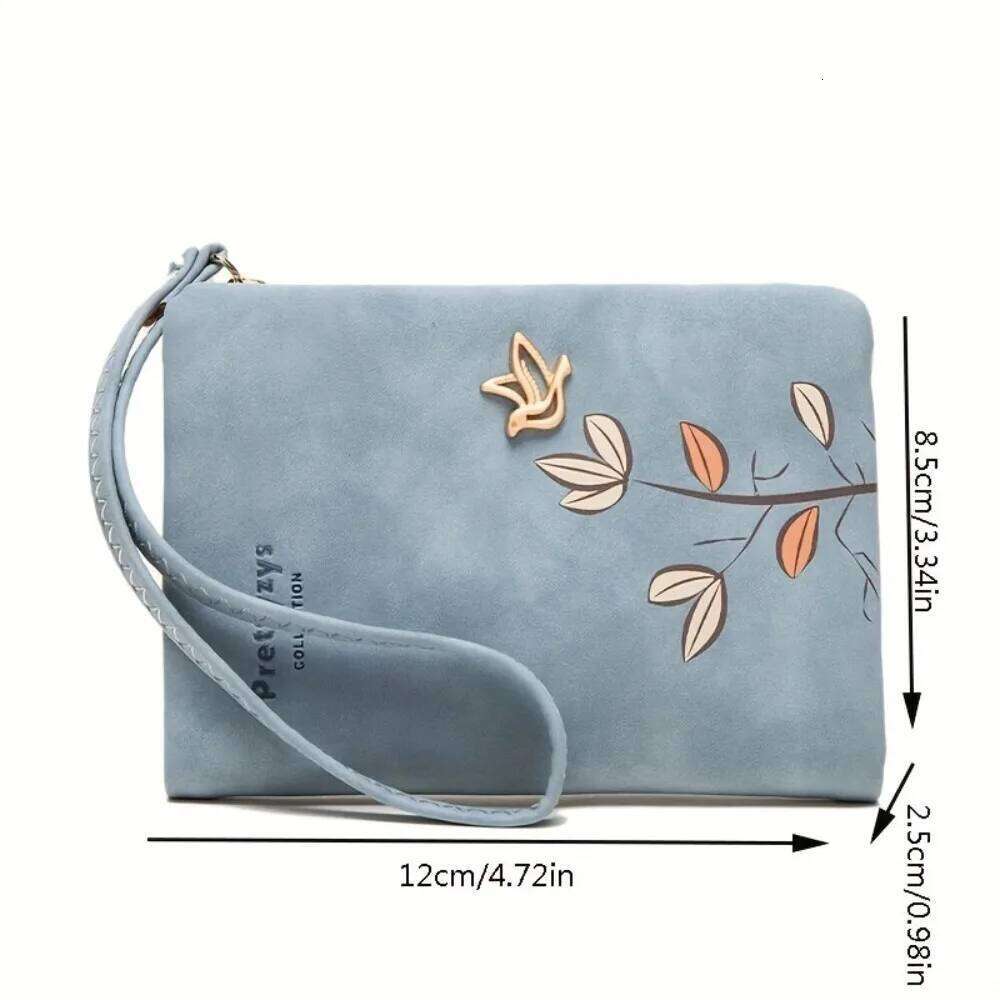 New Stylish Women Short Floral Print Card Holder Compact Coin Purse Money Clip Multi-Functional Retro Casual Small Wallet Y260206