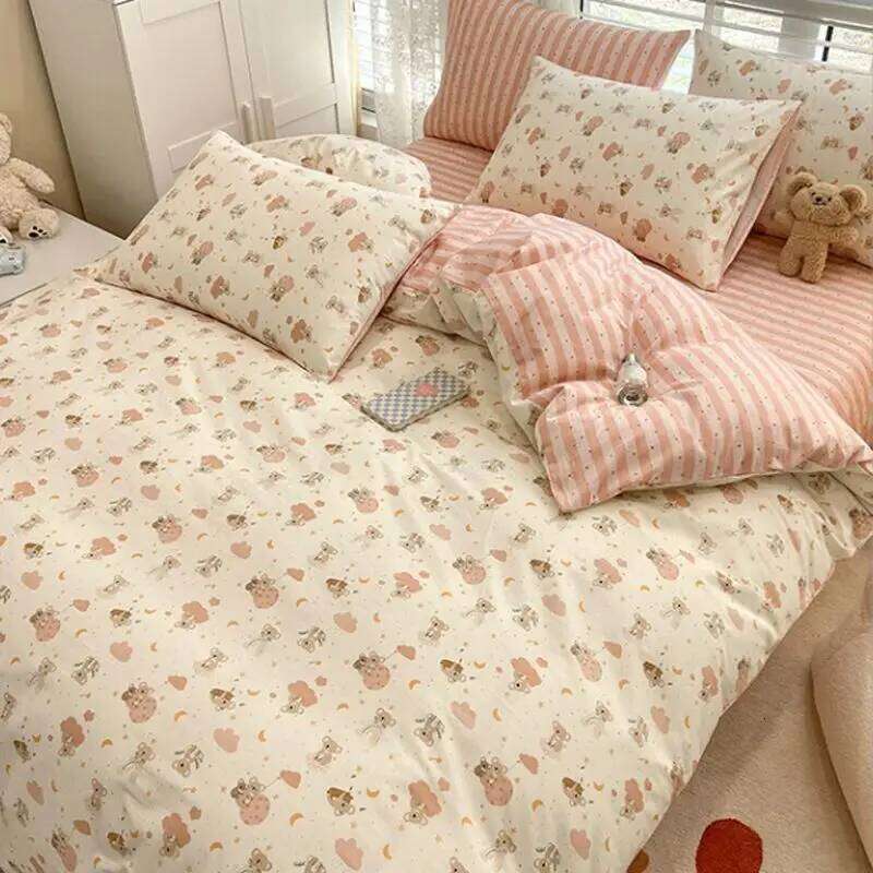 Summer Bedding Set 2024 Ins Twin Queen Duvet Cover Flat Sheet Pillowcase No Filler Girl Boys Hotel Home Bed Linens XJ260206