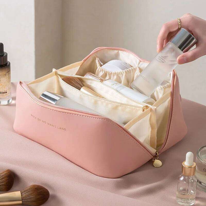 Large Capacity PU Pillow Tote Makeup For Woman Travel Cosmetics Toilet Storage Organizer Pouch Portable Women's Cosmetic Bag Y260206