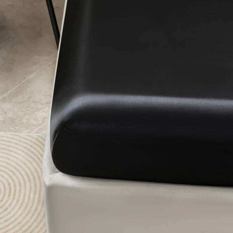 Kuup 3pc Satin luxury Solid Color Bed Fitted Sheet and Pillowcase Upscale Adjustable Mattress Covers 4 Corners With Elastic Band XJ260206