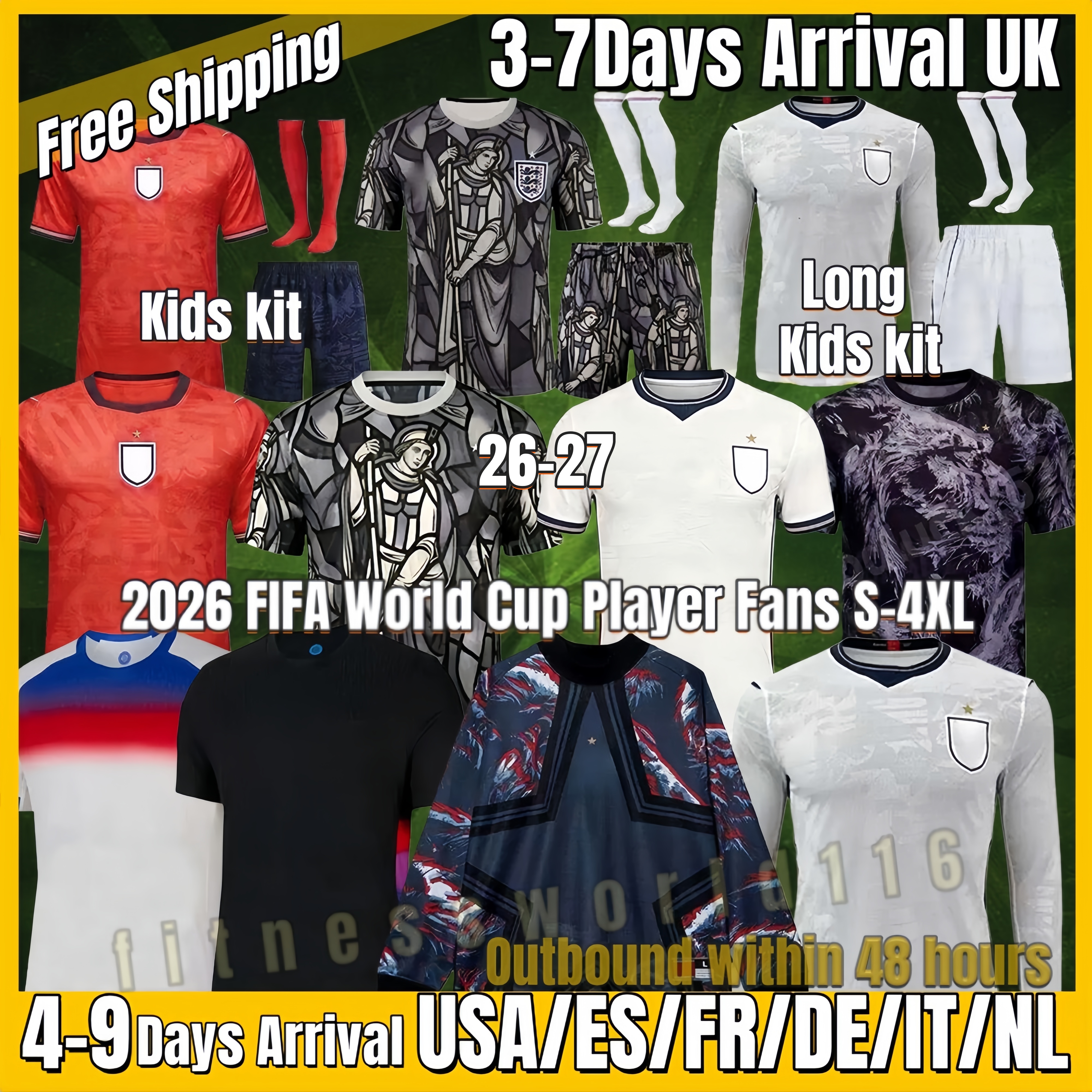 xxxl 4xl 2026 World Cup ENGLAND FODEN 26 27 Kit BELLINGHAM KANE Soccer Jerseys SAKA Player Version PALMER RICE england Football Shirts MAINOO Football Shirt S-4XL