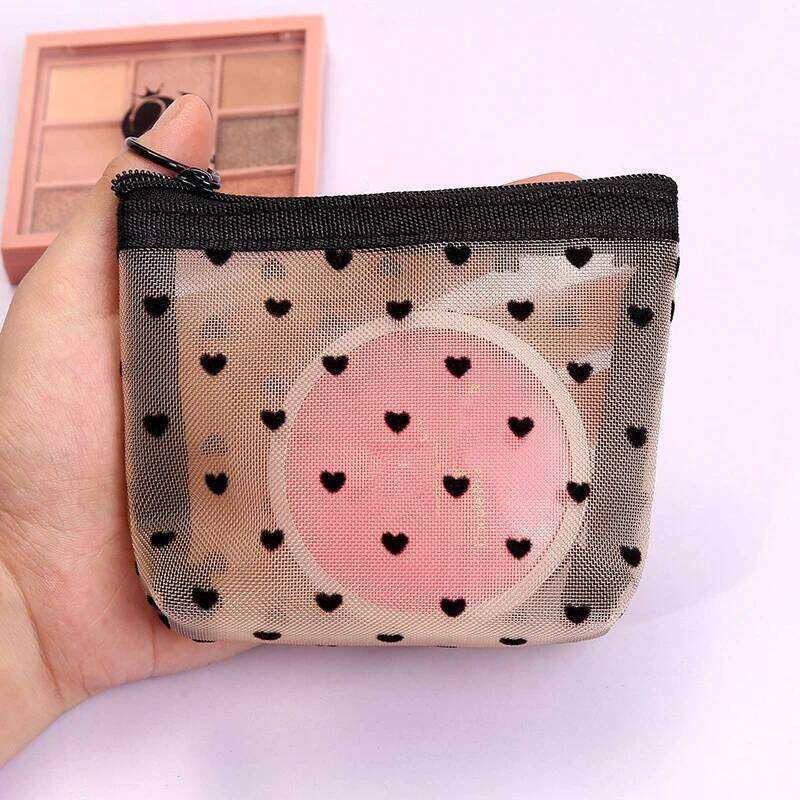 2023 New Heart Outdoor Personalized Transparent Cosmetic Pouch Travel Organizer Zipper Beach Makeup Women's Bag Y260206