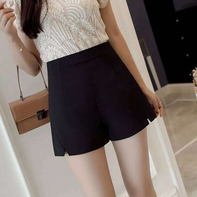 Fashion Solid Color Spliced Korean Wide Leg Women's Clothing 2025 Summer New Loose Zipper High Waist All-match Shorts XJ260206