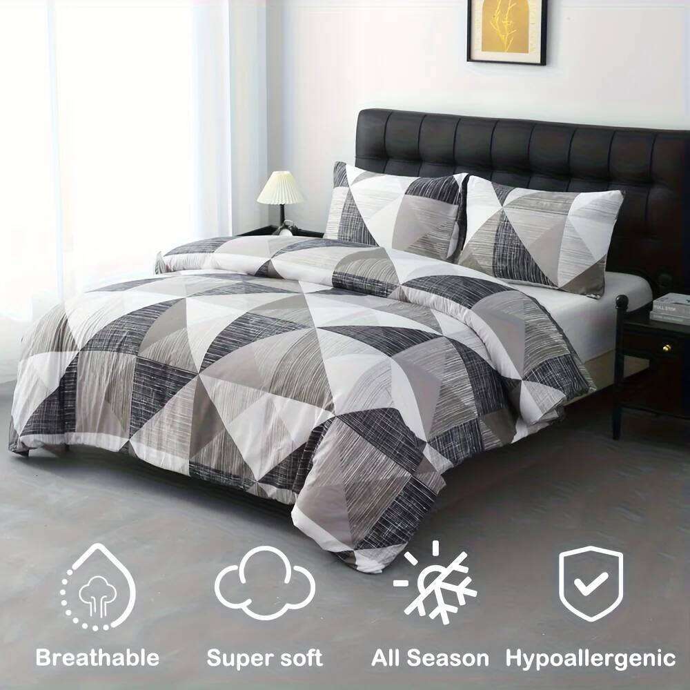 2/3pcs Abstract Printed Polyester Soft and Breathable Duvet Set, 1 Quilt Cover + 1/2 Pillowcases No Sheet Included XJ260206