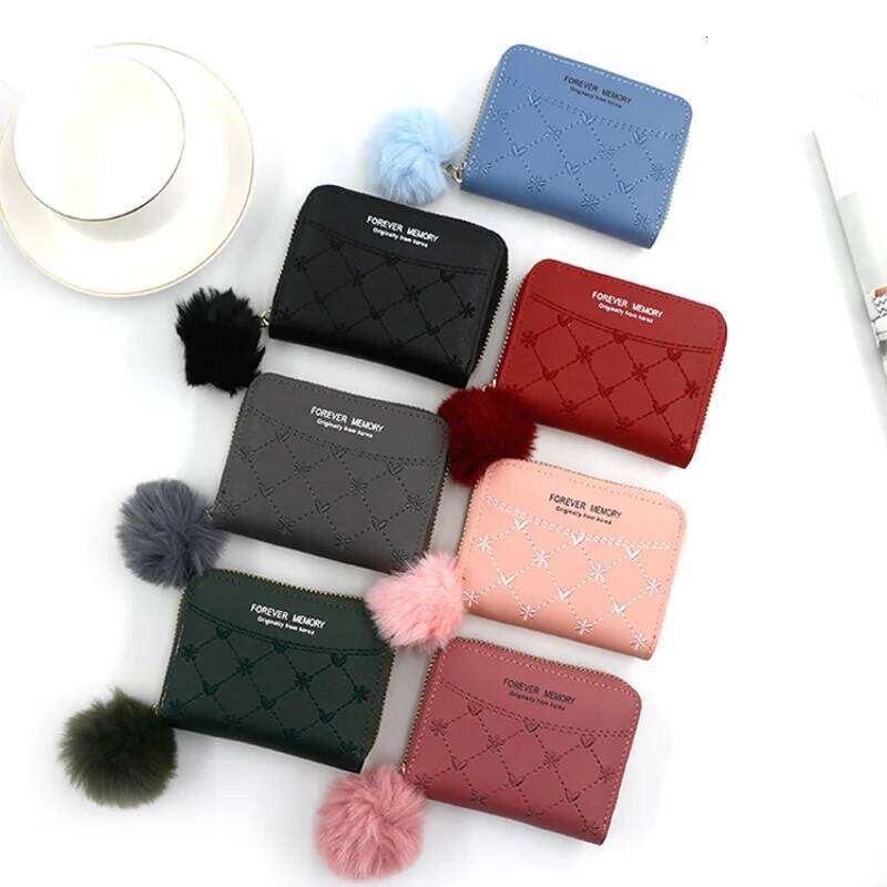 Women's Short Wallet with Pendant Three Fold Clutch Large Capacity Bag Credit Card Holder Student Purse Coin Pouch Y260206