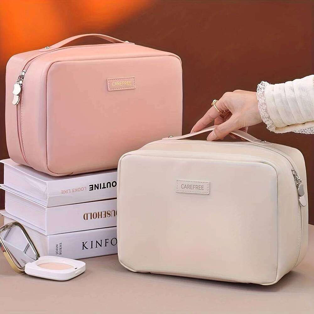 PU Flame Cosmetics Storage Double Zipper Makeup Brush Bag Business Travel Beauty Toiletries Sorting Bags Y260206
