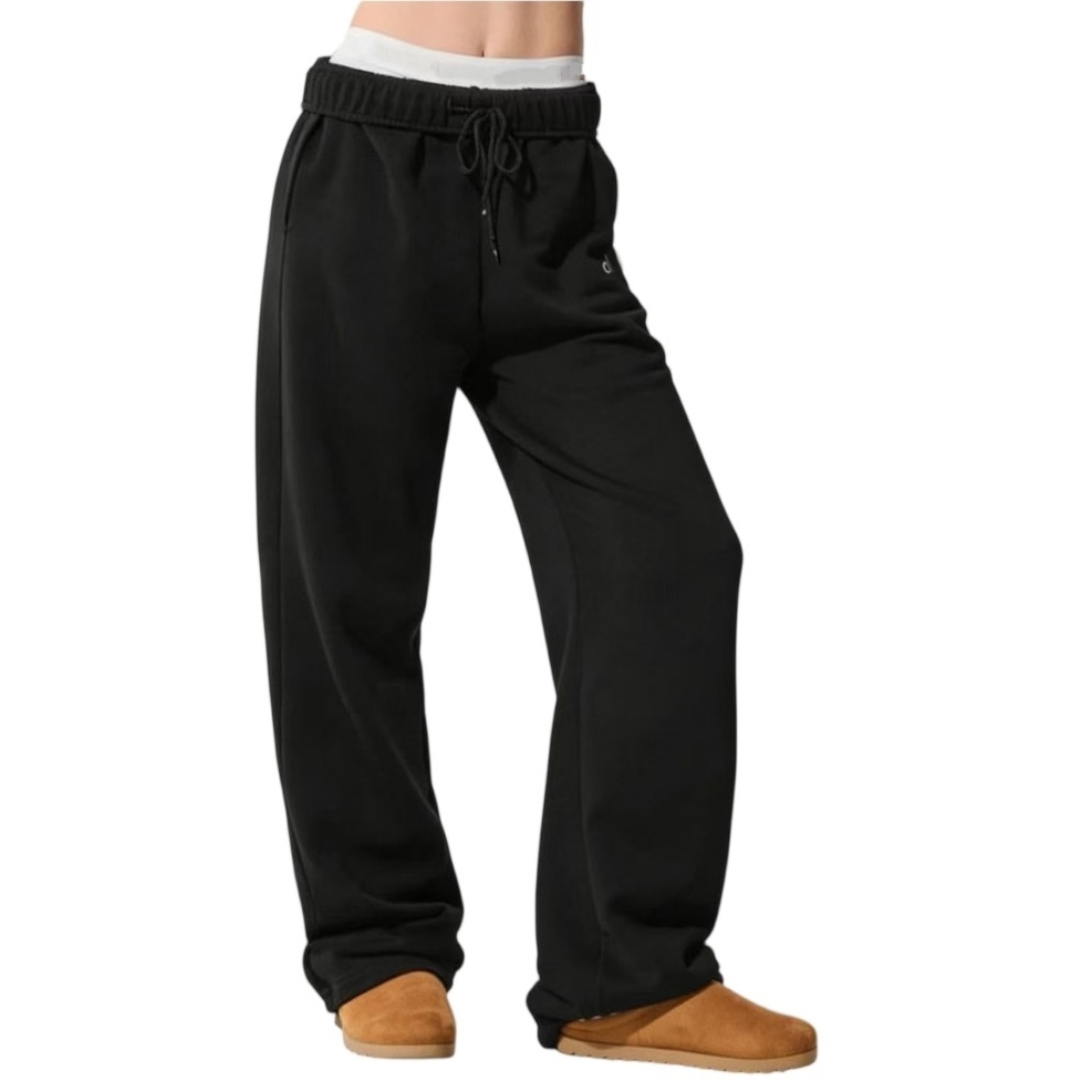 Luxury Autumn Women Yoga Jogger Straight leg Pants - Designer Fleece Lined High Waist Sweatpants with Drawstring - Elastic Waist Casual Sport Suit Up Trousers DHL Wide