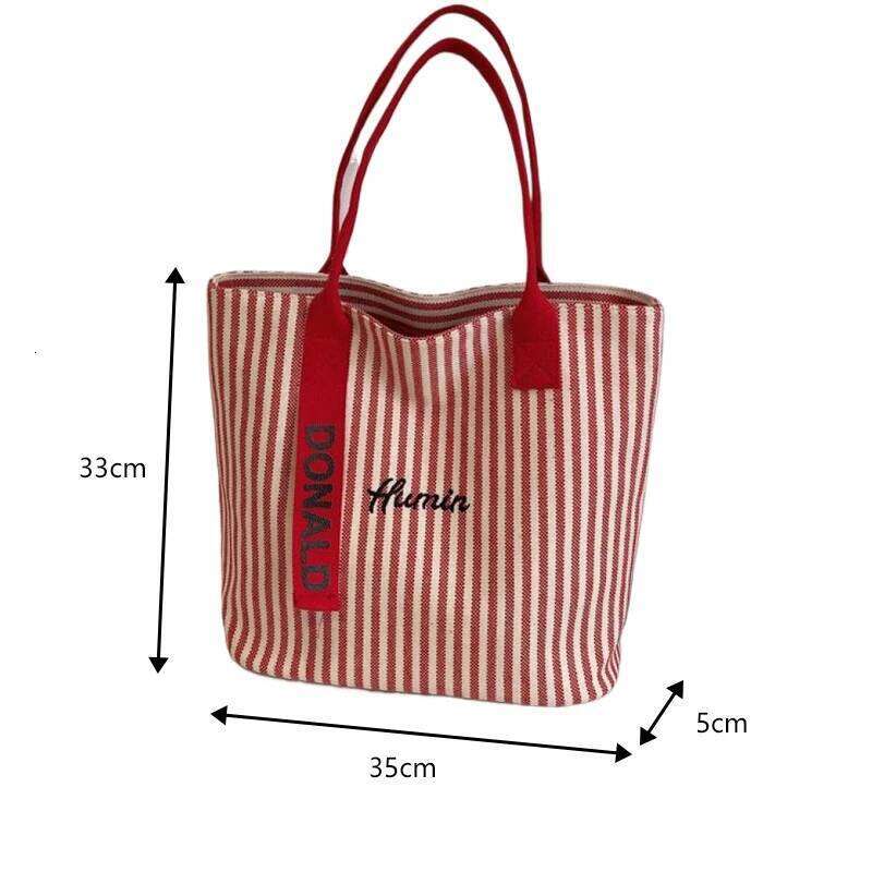 Large-capacity Canvas - New Women's Style Multi-purpose Striped Shoulder for School, Commuting, Handbag Tote Bag Y260204