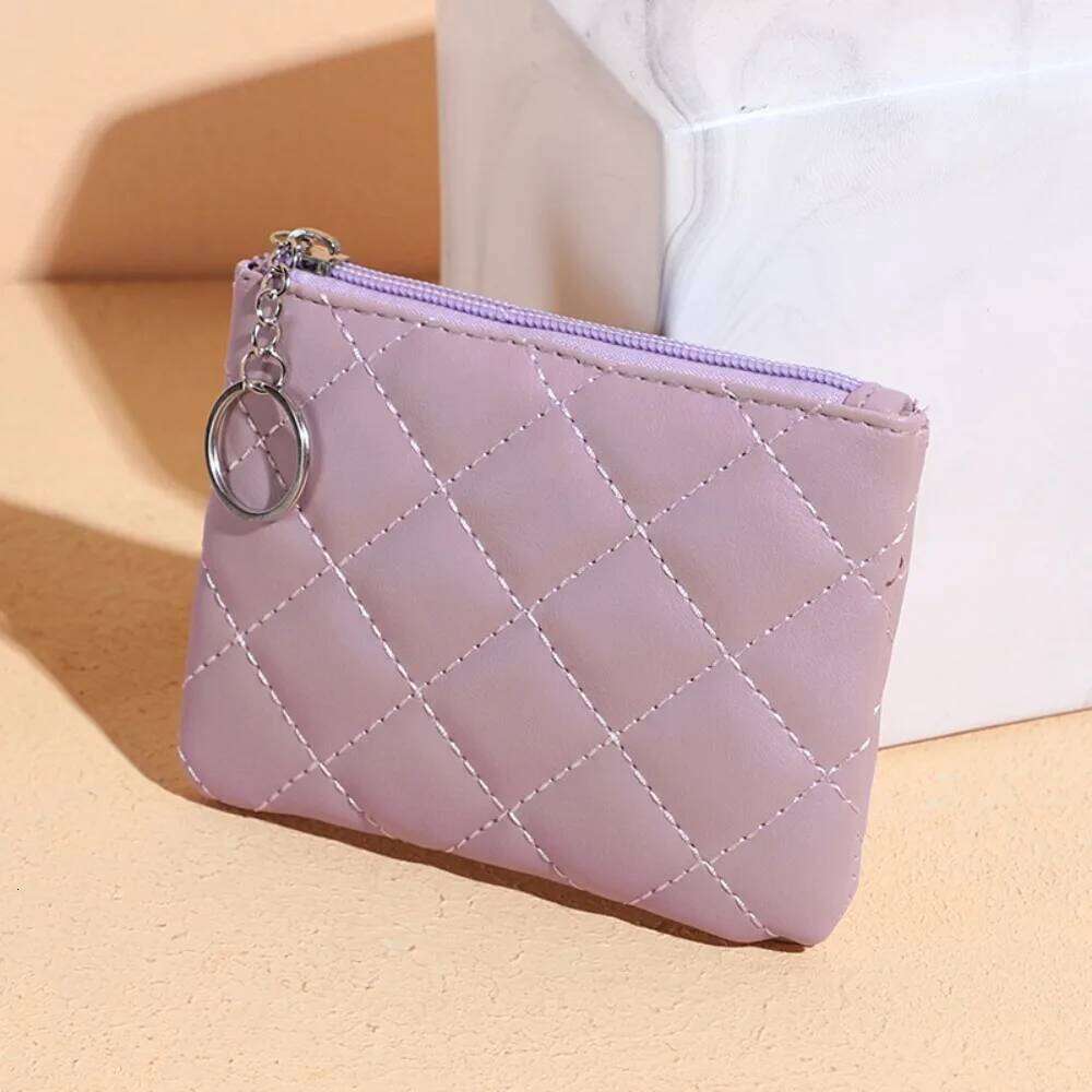 Fashion PU Leather Slim Wallet Mini Zipper Coin Purse Solid Color Simple Card Holder Y260206