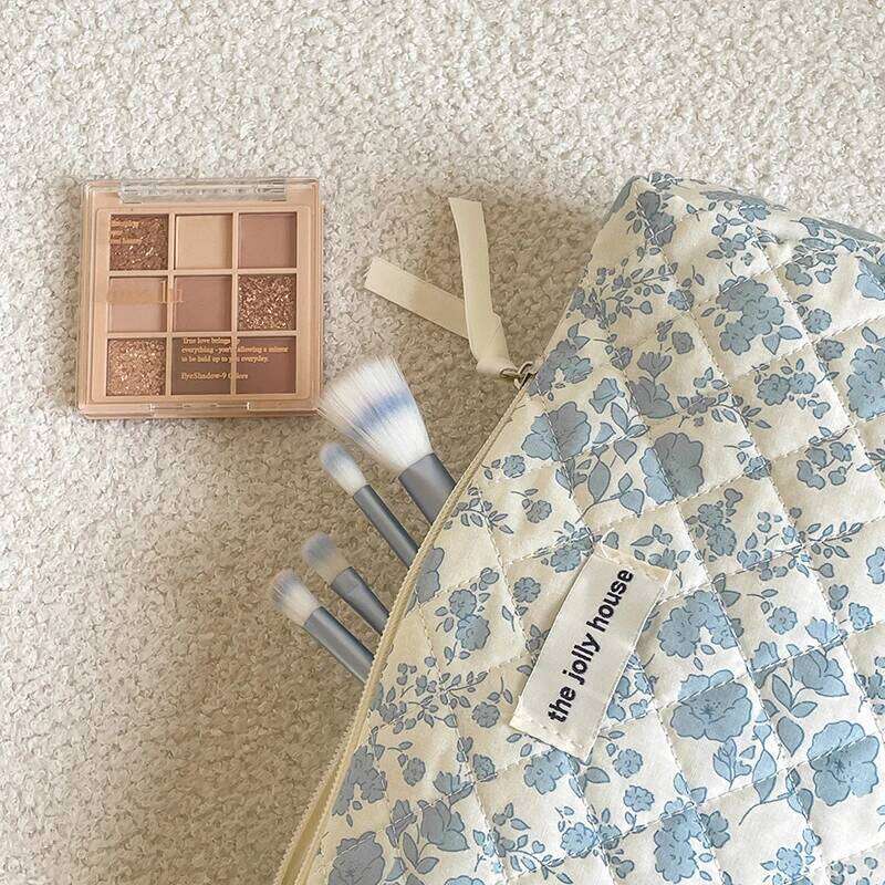 Fashion Women Vintage Rose Makeup Bag Large Capacity Quilting Cotton Tote Bags Cosmetic Travel Organizer Storage Handbag Y260206